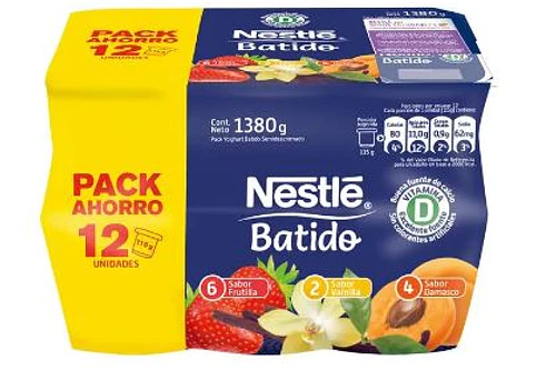 PACK 12 UNIDADES YOGHURT NESTLÉ BATIDO 115 GRS.
