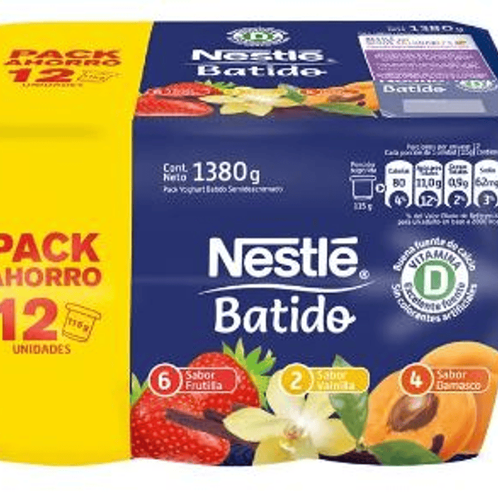 PACK 12 UNIDADES YOGHURT NESTLÉ BATIDO 115 GRS. 1