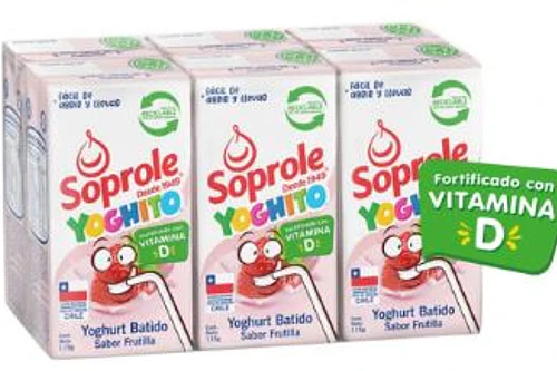 YOGHURT BATIDO FRUTILLA PACK 6 CAJAS, 690 GRS.