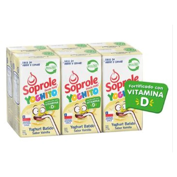 YOGHURT BATIDO VAINILLA PACK 6 CAJAS, 60 GRS.