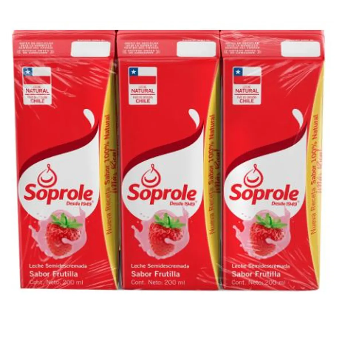 PACK LECHE SOPROLE FRUTILLA 200 ML (6 UNIDADES)