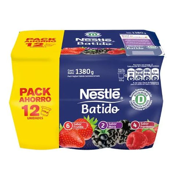 PACK 12 YOGHURT BATIDO BERRIES NESTLÉ 115 GRS.