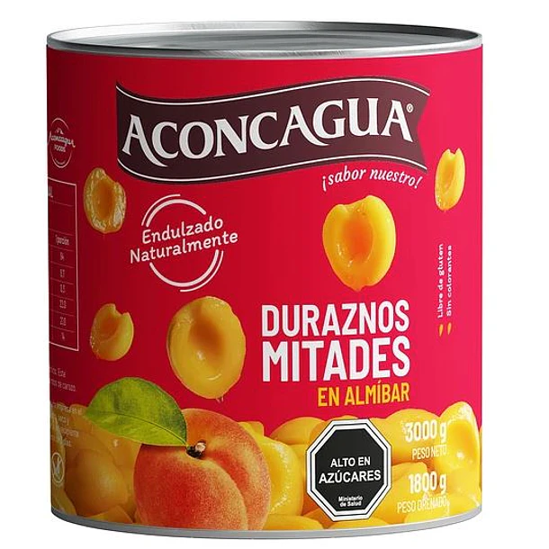 TARRO GIGANTE DE DURAZNO EN MITADES ACONCAGUA 3 KG. (1,8 KG. DRENADO)