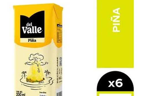 PACK 6 CAJITAS DE JUGO  ANDINA DEL VALLE PIÑA 200 ML