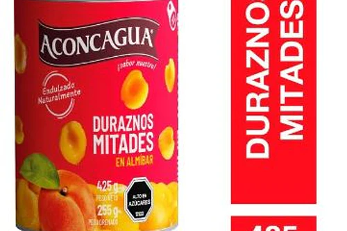 TARRO DE DURAZNO EN MITADES ACONCAGUA  425 GRS.