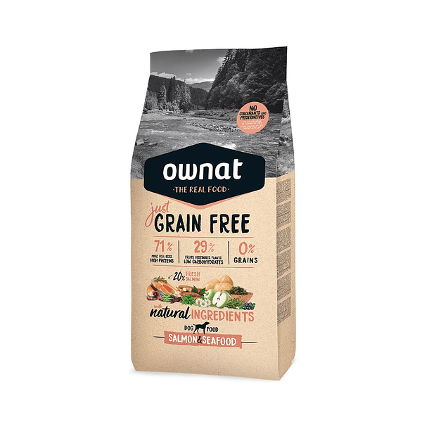 Ownat Salmón & seafood Adult Medium Breead, Just Grain Free 14 Kilos