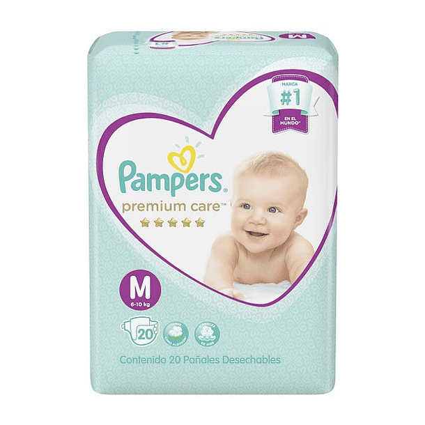 PAÑALES PAMPERS PREMIUM CARE M 20 UND 