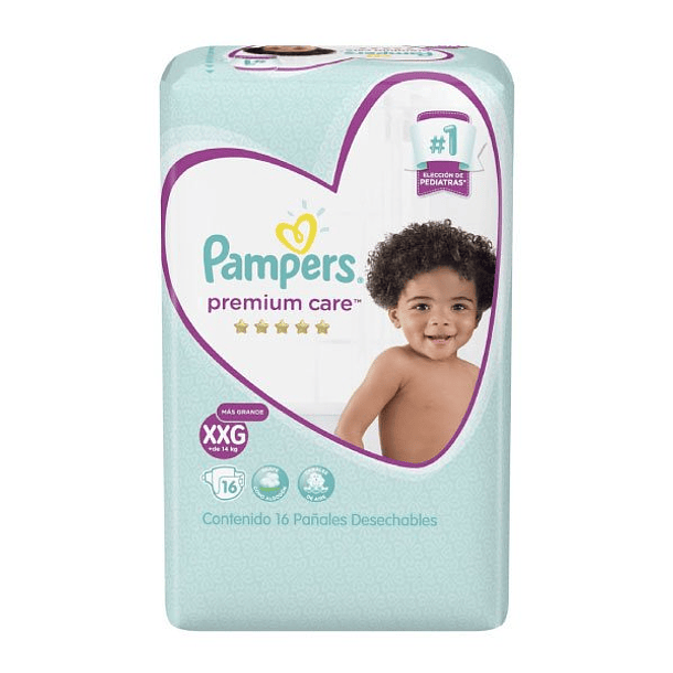 PAÑALES PAMPERS PREMIUM CARE XXG 16 UND 