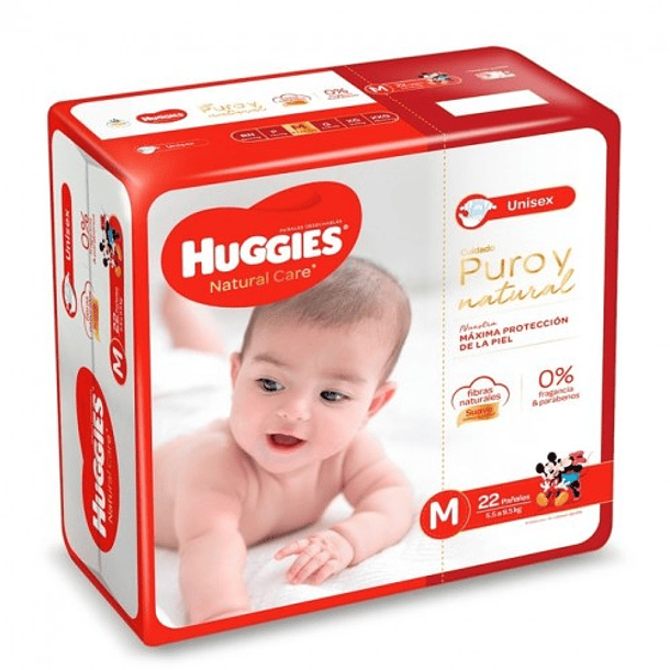 PAÑALES HUGGIES NATURAL CARE M 22 UND 