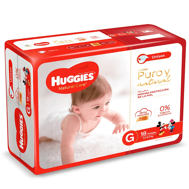 PAÑALES HUGGIES NATURAL CARE G 18 UND 