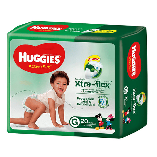 PAÑALES HUGGIES ACTIVE SEC G 20 UND 