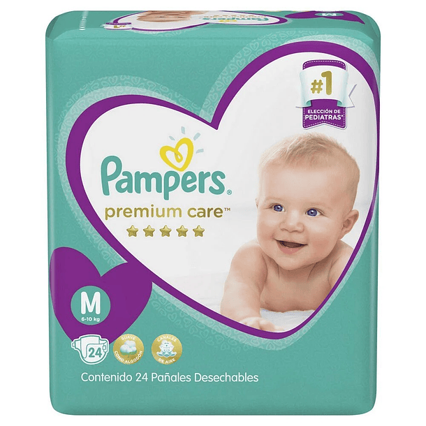 PAÑALES PAMPERS PREMIUM CARE M 24 UND 