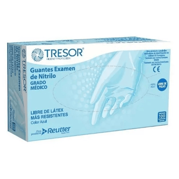 GUANTE NITRILO TRESOR TALLA L CAJA 100 UN 
