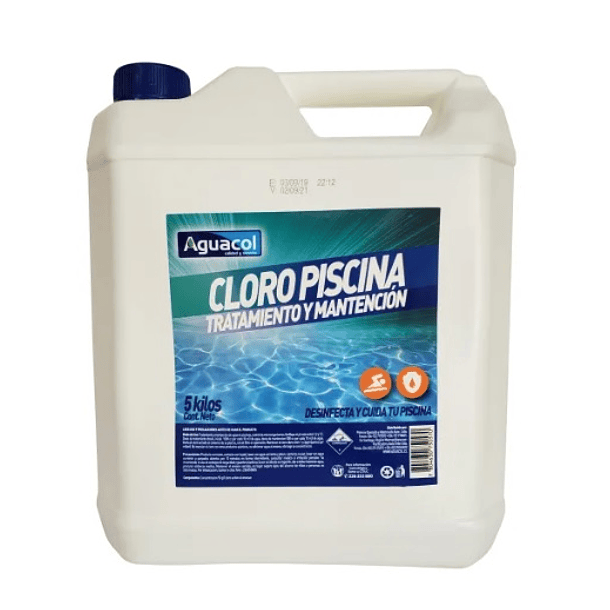 CLORO LIQUIDO PARA PISCINA 5 LITROS  AGUACOL  