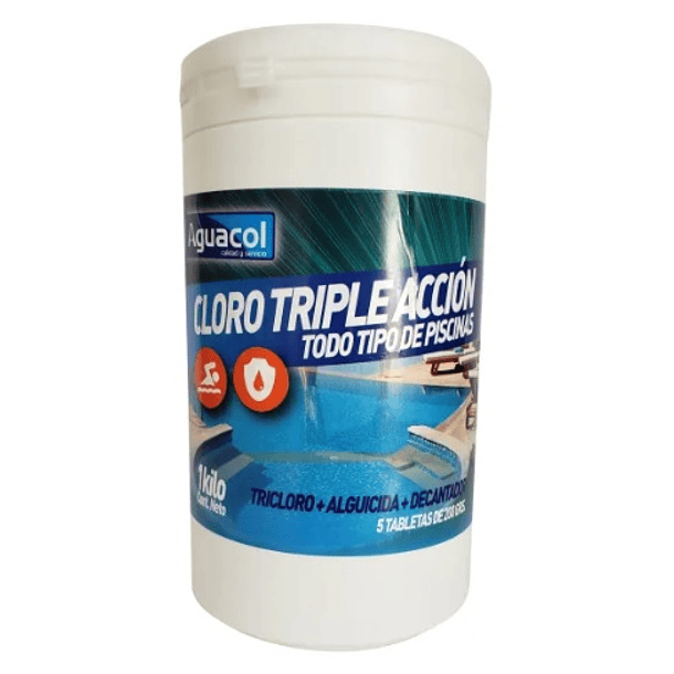 CLORO TRIPLE ACCION  PARA PISCINA  TABLETA   AGUACOL  