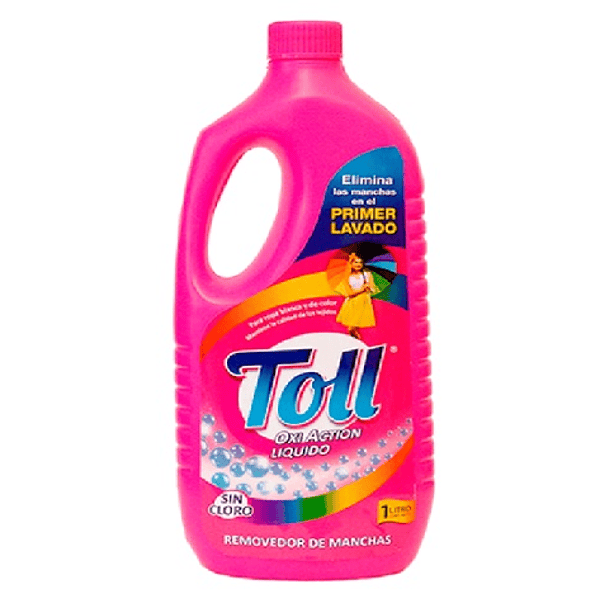 LIQUIDO  TOLL  QUITAMANCHAS PARA ROPA BLANCA Y COLOR 1 LT.  