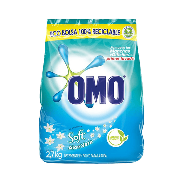 DETERGENTE EN POLVO OMO CON SOFT & ALOE VERA 2.7 KILOS 