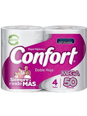 Confort Confort 4 Rollos (50 m) – Manga 12 Unidades $12.000