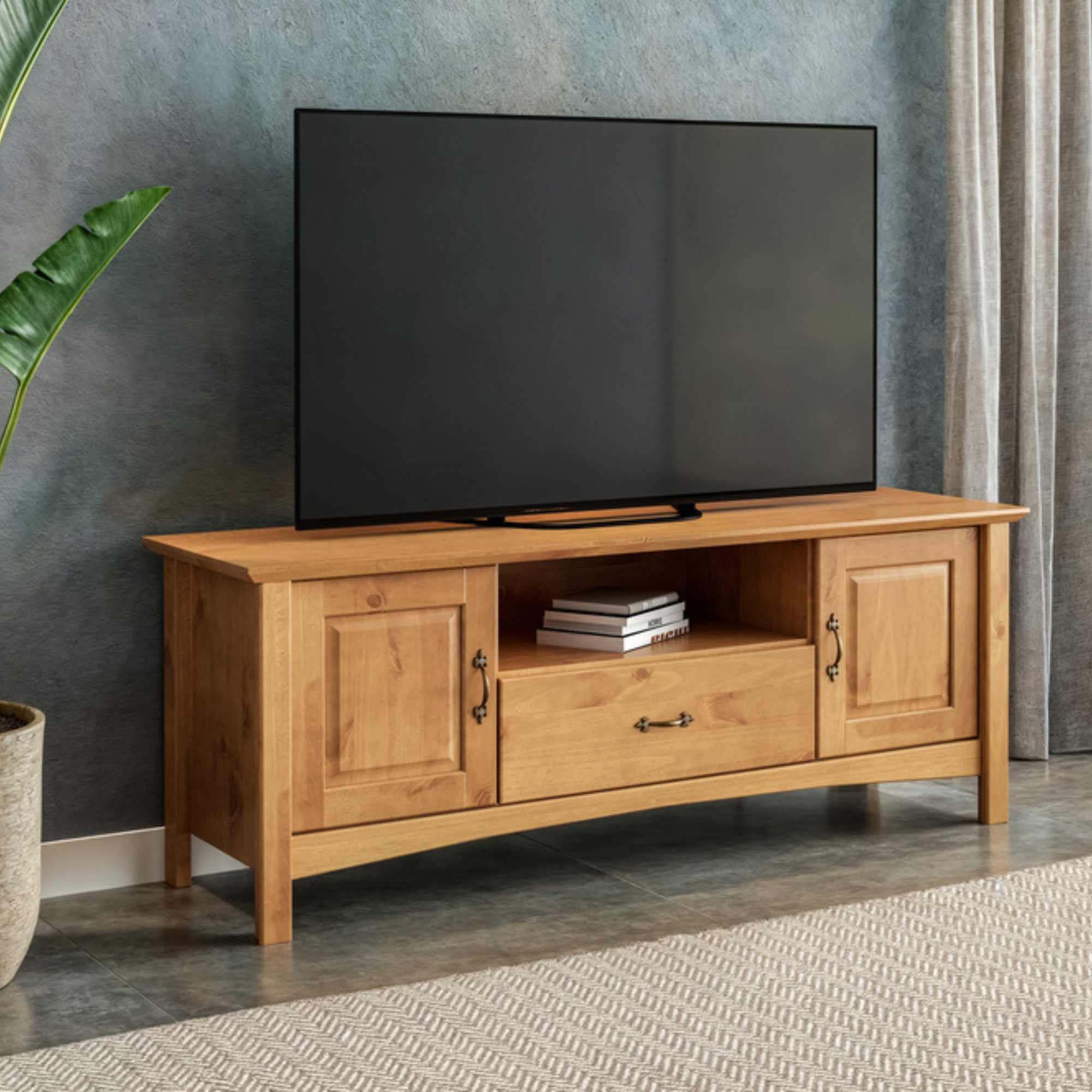 Rack de madera para tv 160 cm.
