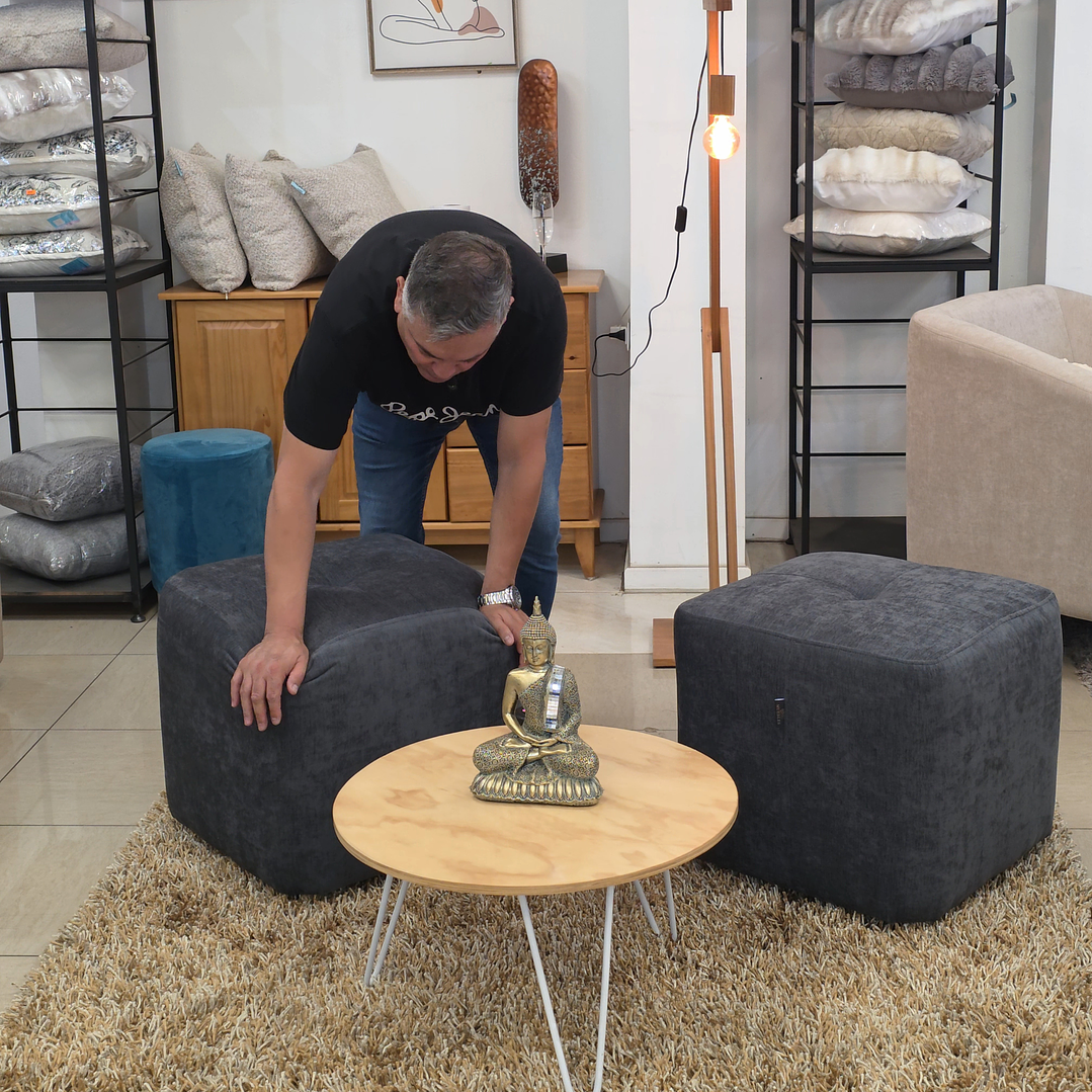 Puff Eon Gris 53x53x50 cm. 3