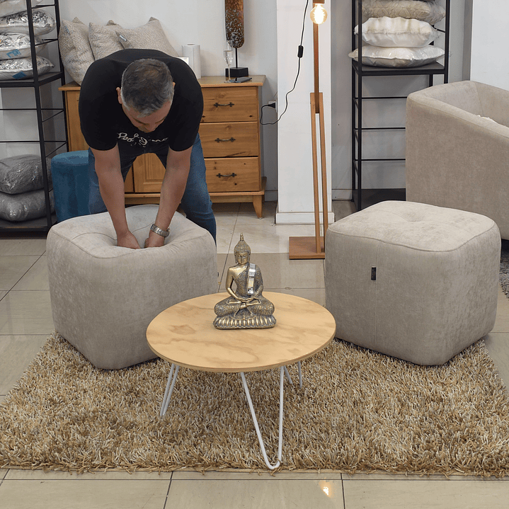 Par de puff EON beige 5