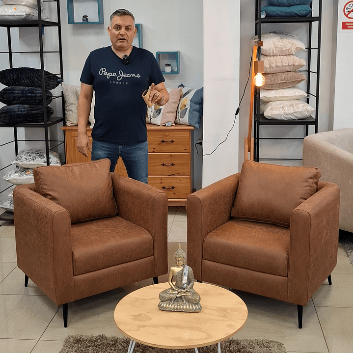 Par de poltonas Nova en cuero Porto café  1