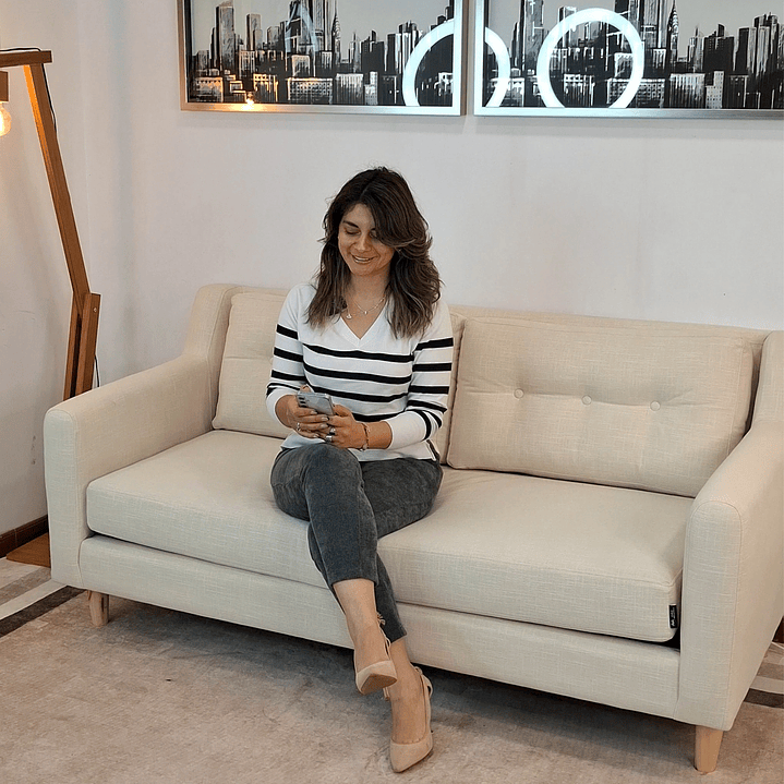 Sofá Marsella 2 metros, color charlestone crudo, cojines sueltos  1