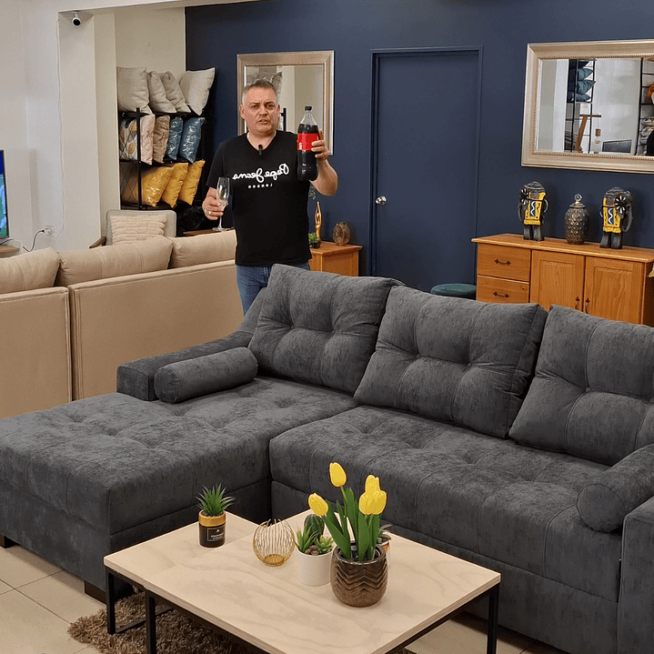 Sofa seccional Roma izquierdo, Charlestone gris oscuro 270x160 cm, 1