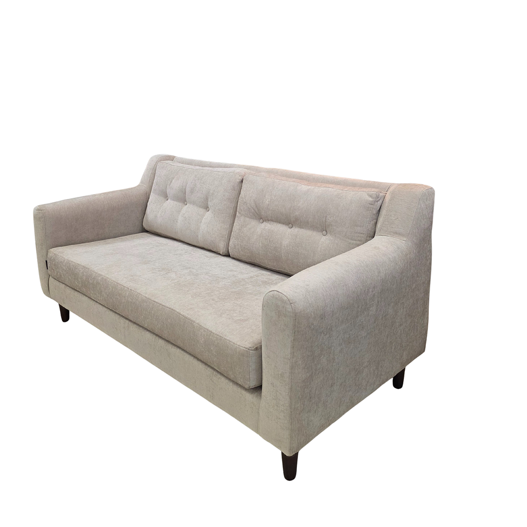 Sofá Marsella 1.6 mts., Charlestone beige, par de poltronas Aura Charlestone, beige patas de madera. 1