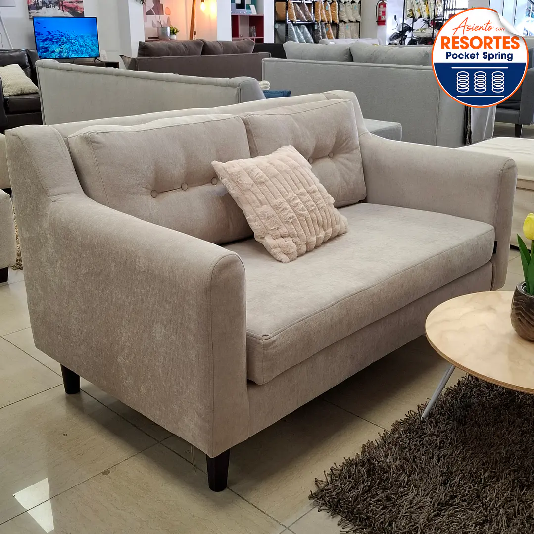 Sofa Marsella de 2 cuerpos 1.5 metros con resortes pocket spring 4