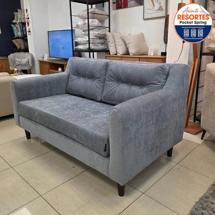 Sofa Marsella de 2 cuerpos 1.5 metros con resortes pocket spring 5