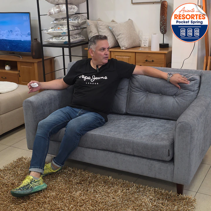 Sofa Marsella de 2 cuerpos 1.5 metros con resortes pocket spring 2