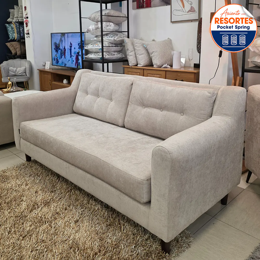 Sofa Marsella de 3 cuerpos 1.8 metros con resortes pocket spring 5