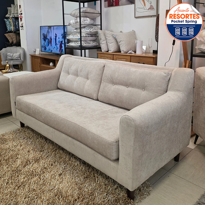 Sofa Marsella de 3 cuerpos 1.8 metros con resortes pocket spring 5
