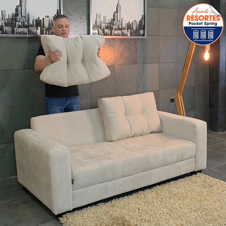 Sofa Lisboa 1.8 metros con resorte pocket spring 2