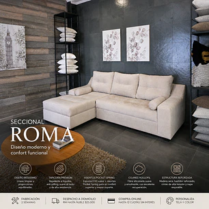 Seccional  Roma con Resortes pocket spring 260x160 cm.