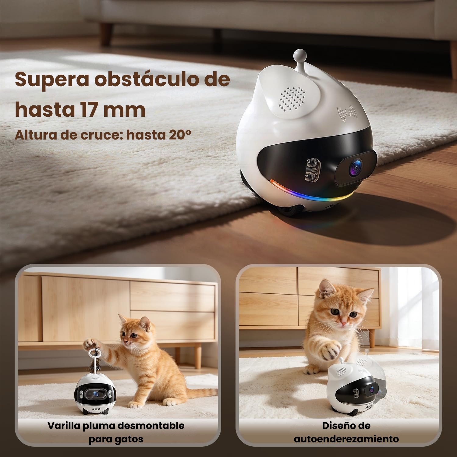 Cámara Robot Móvil Vigilancia Acompañamiento Gatos 3