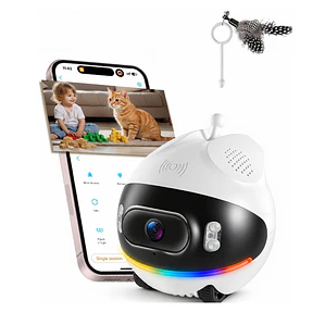 Cámara Robot Móvil Ruedas Vigilancia Remota Gatos Visión Nocturna 1080P
