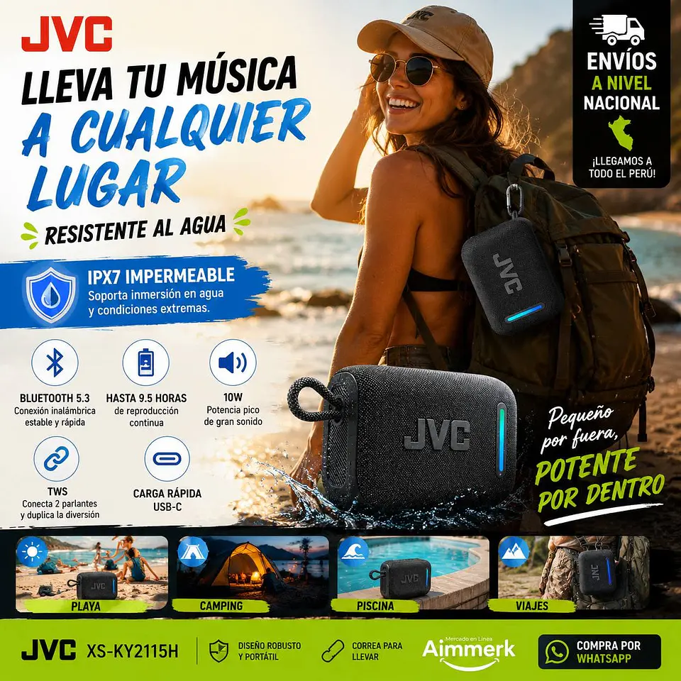 Parlante Bluetooth JVC Portátil 10W XS-KY2115H 2
