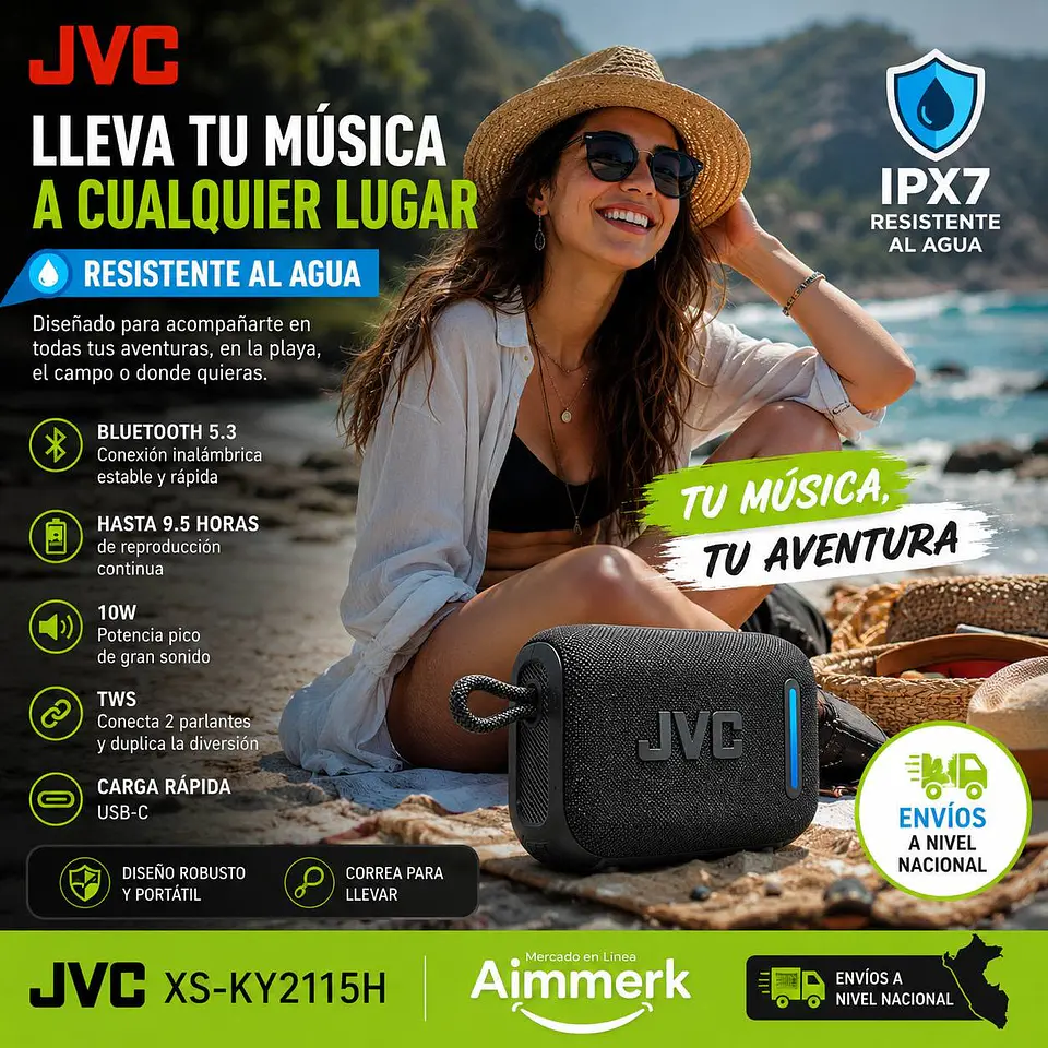 Parlante Bluetooth JVC Portátil 10W XS-KY2115H 3