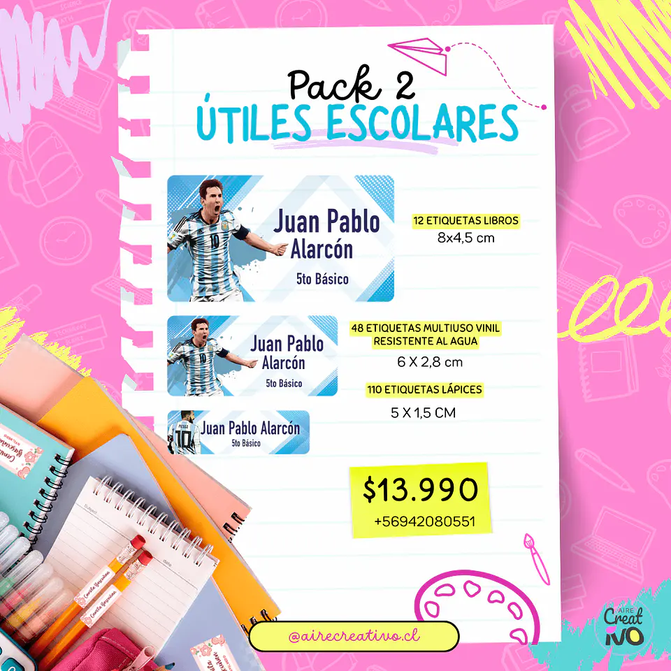 Etiquetas escolares Pack 2 - Útiles escolares 1