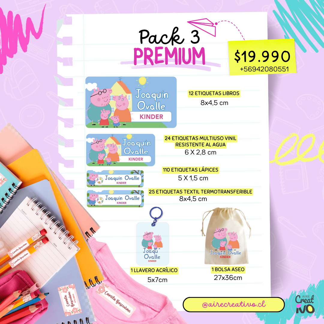 Etiquetas escolares Pack 3 - Premium