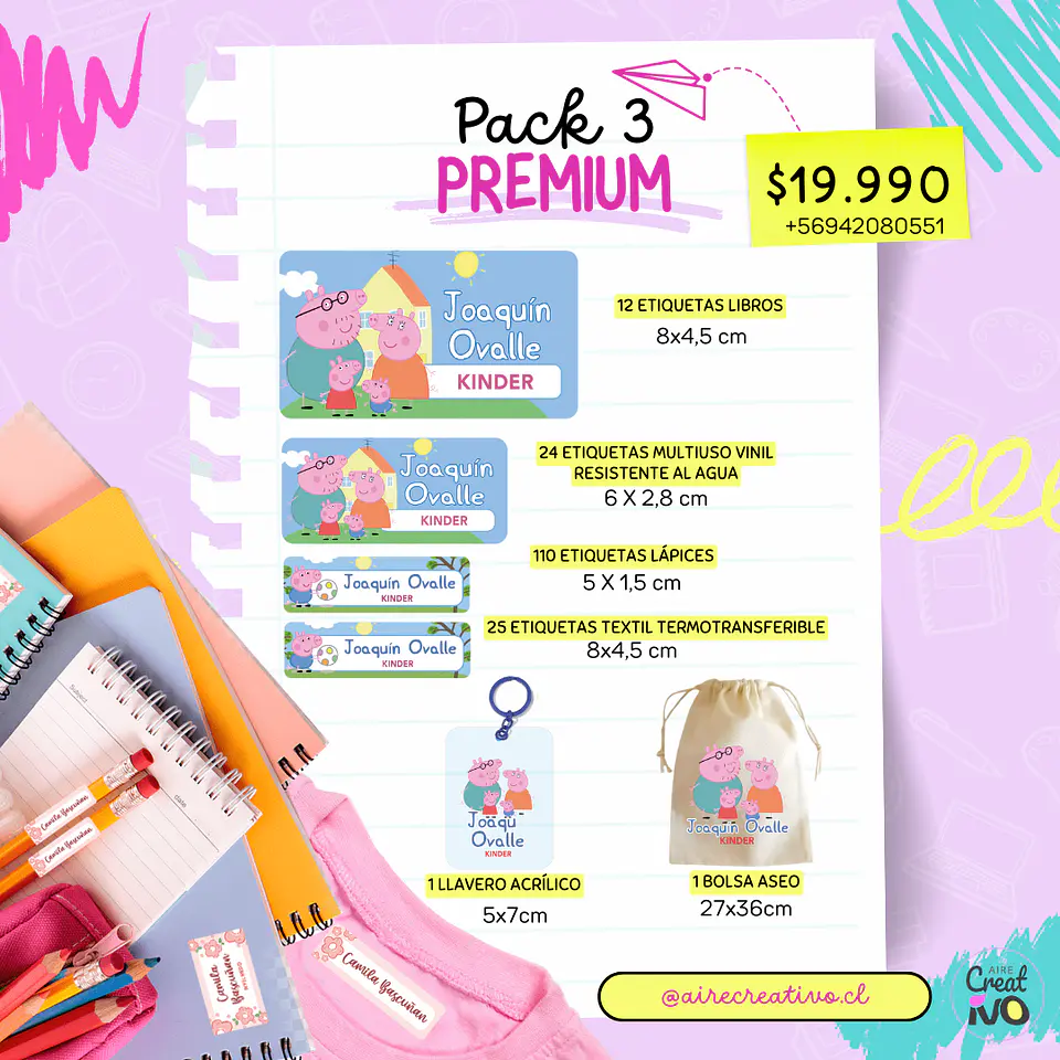 Etiquetas escolares Pack 3 - Premium 1
