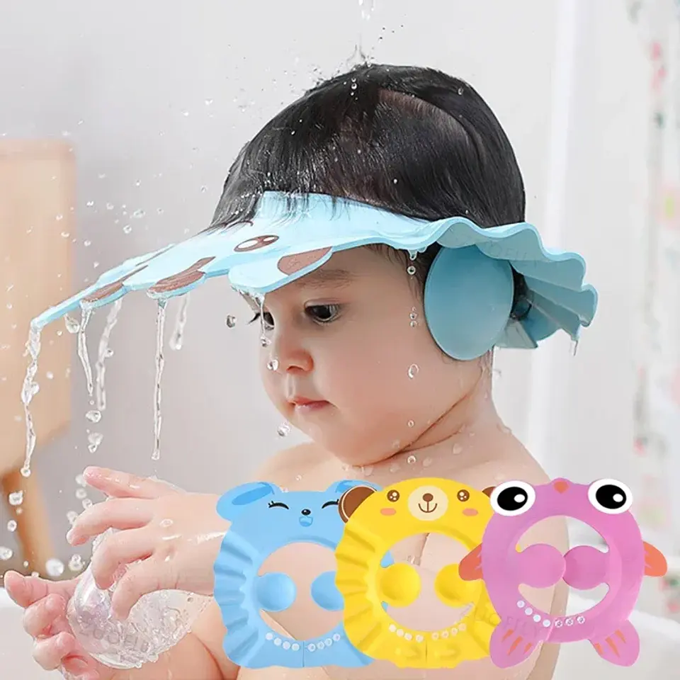  Gorro suave y ajustable para lavar el cabello y proteger los oídos durante el baño; seguro para niños 1