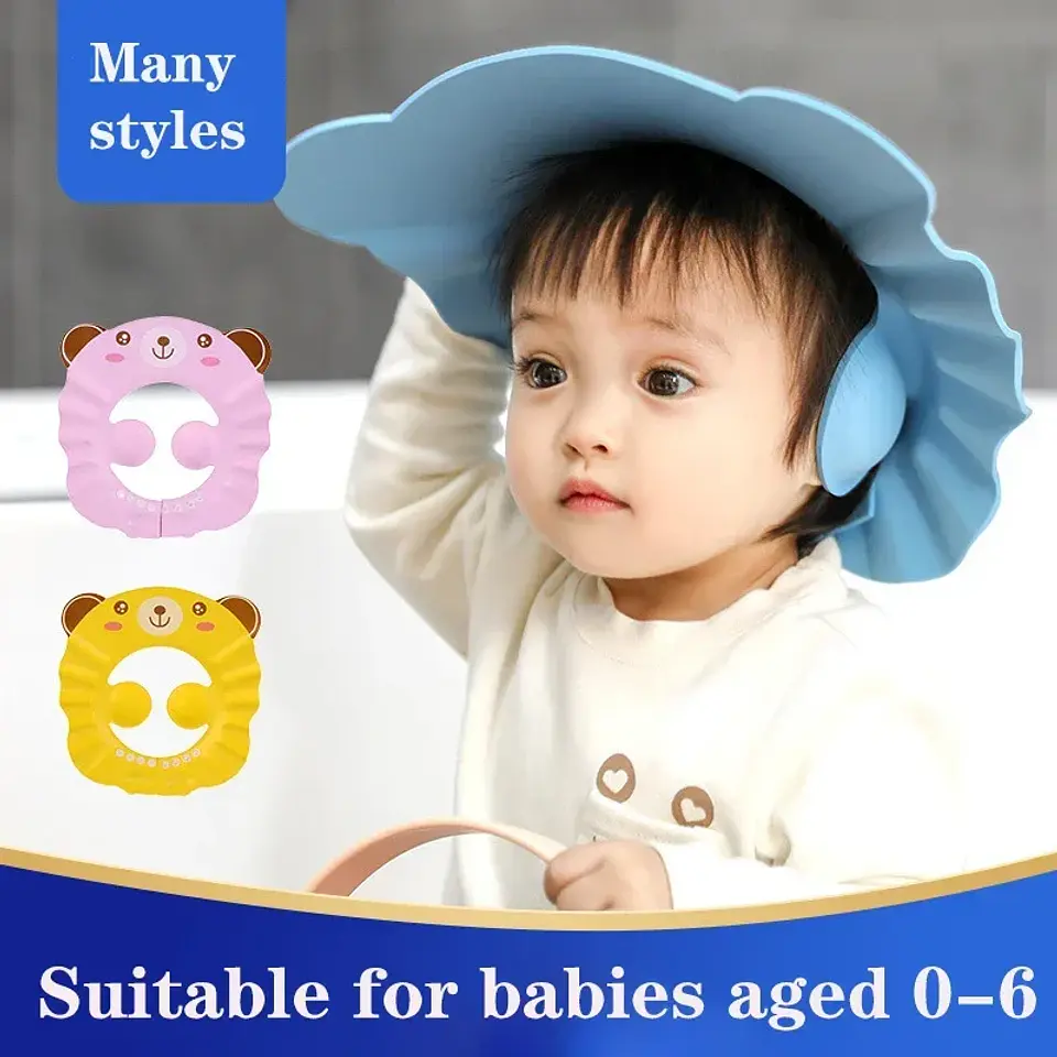  Gorro suave y ajustable para lavar el cabello y proteger los oídos durante el baño; seguro para niños 2