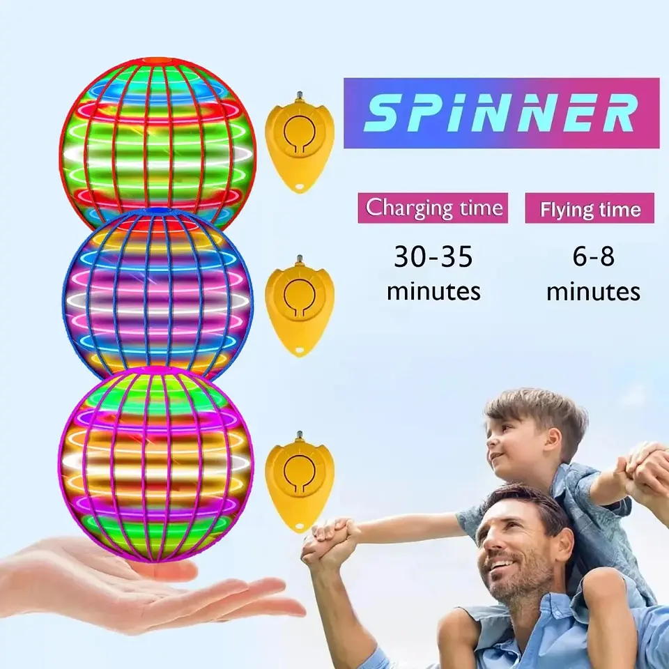 Globo cósmico volador con luces LED de colores para niños, control manual y rotación de 360 ​​grados 2