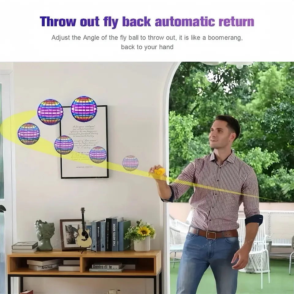 Globo cósmico volador con luces LED de colores para niños, control manual y rotación de 360 ​​grados 3