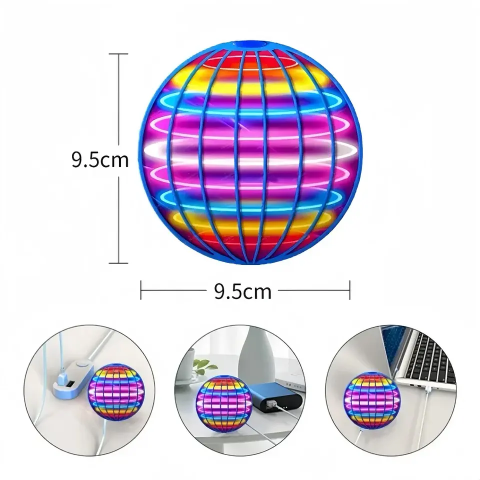 Globo cósmico volador con luces LED de colores para niños, control manual y rotación de 360 ​​grados 5