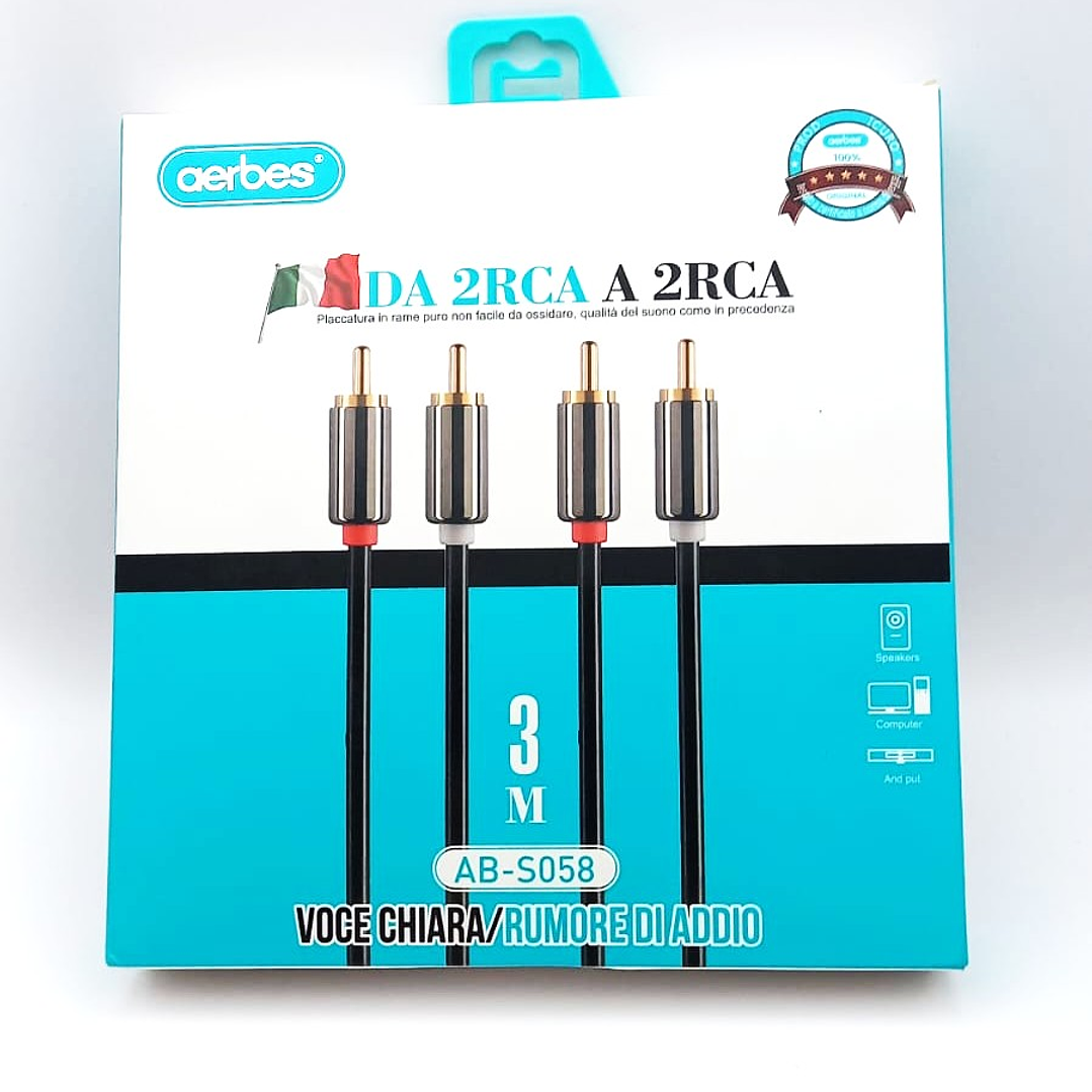 Cable de audio 3 Metros RCA a RCA (2 RCA a 2 RCA) - AERBES 6