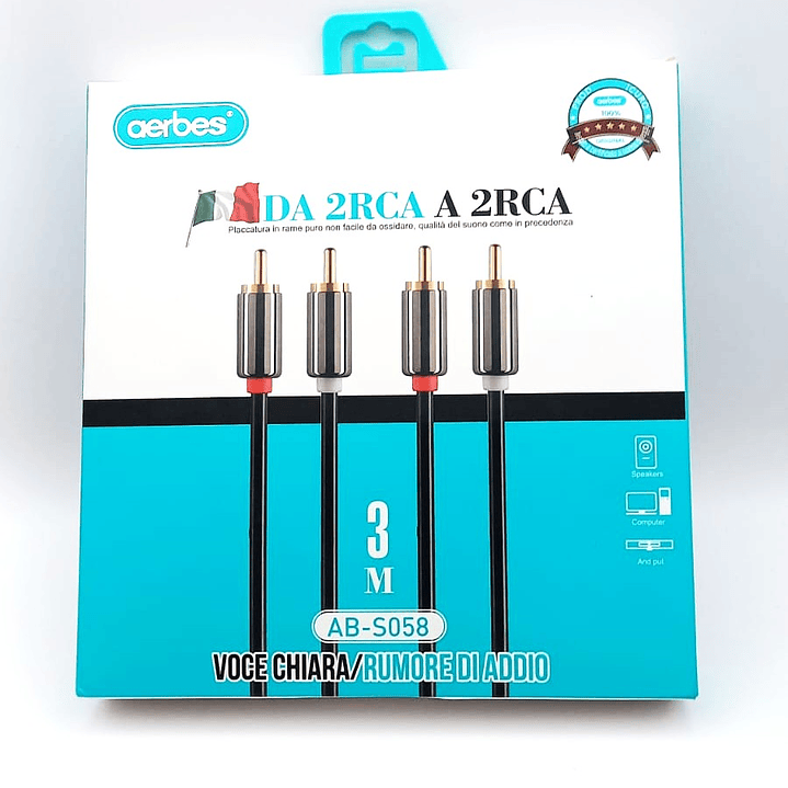 Cable de audio 3 Metros RCA a RCA (2 RCA a 2 RCA) - AERBES 6